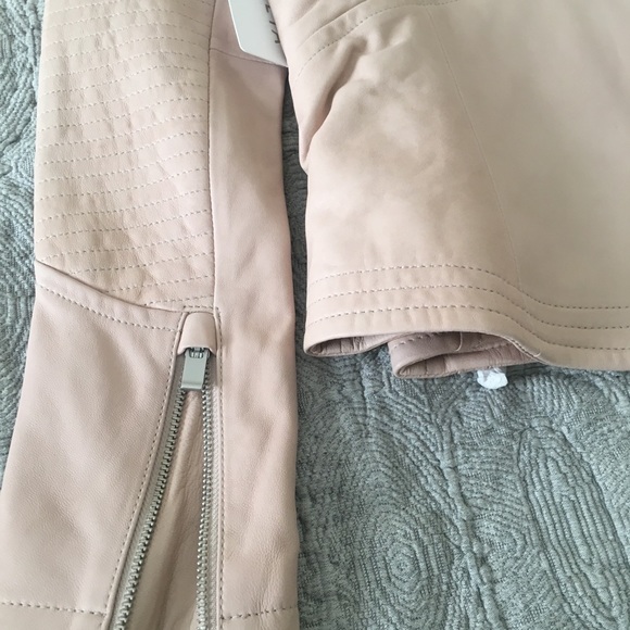 NWT Athleta Blush Leather Moto Sz XS Salt Flat Jkt - Picture 7 of 8